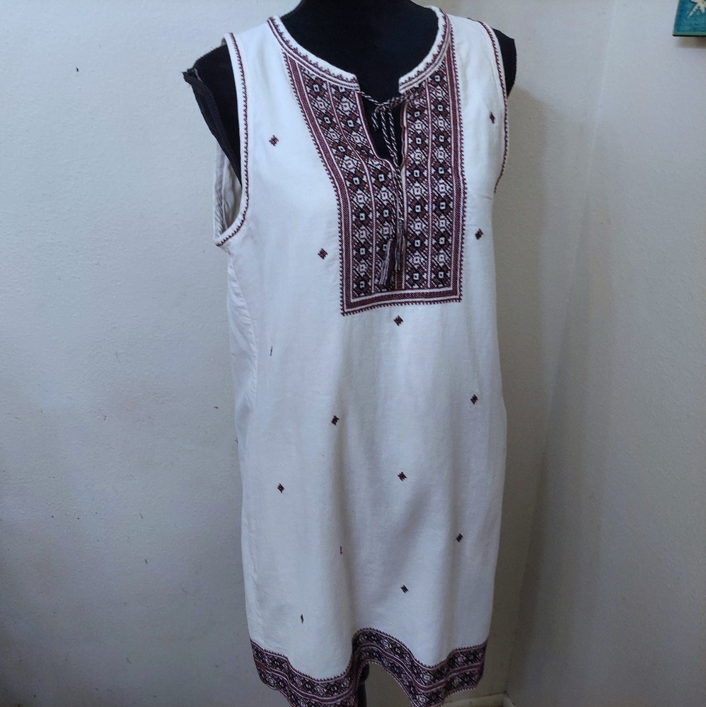 Madewell Boho Dress Biege Embroidery Size 10